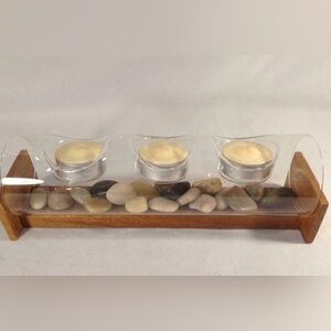 Brand new Japanese green tea and rice candle and rock garden set.